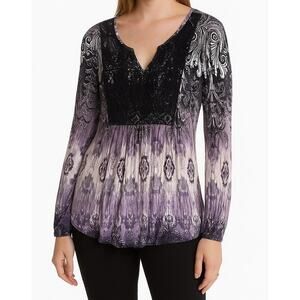 Est 1962 Top Pull Over Purple Blue White Long Sleeve Small